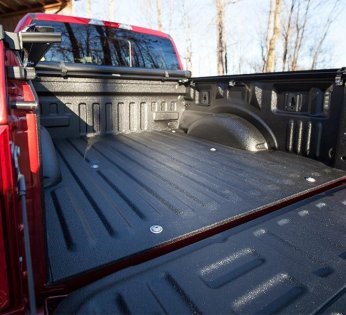 Truck bed with a line-x lining